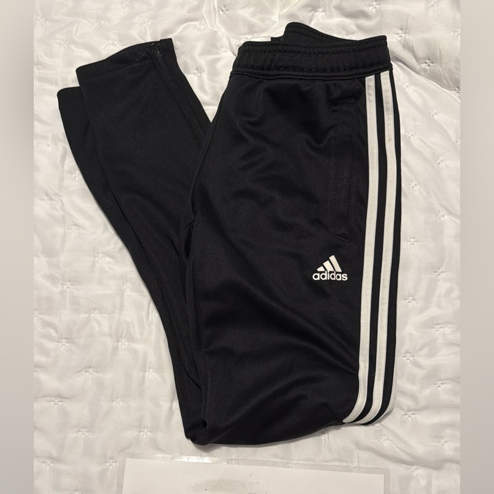 Adidas Black and White Sweatpants with Signature Stripes